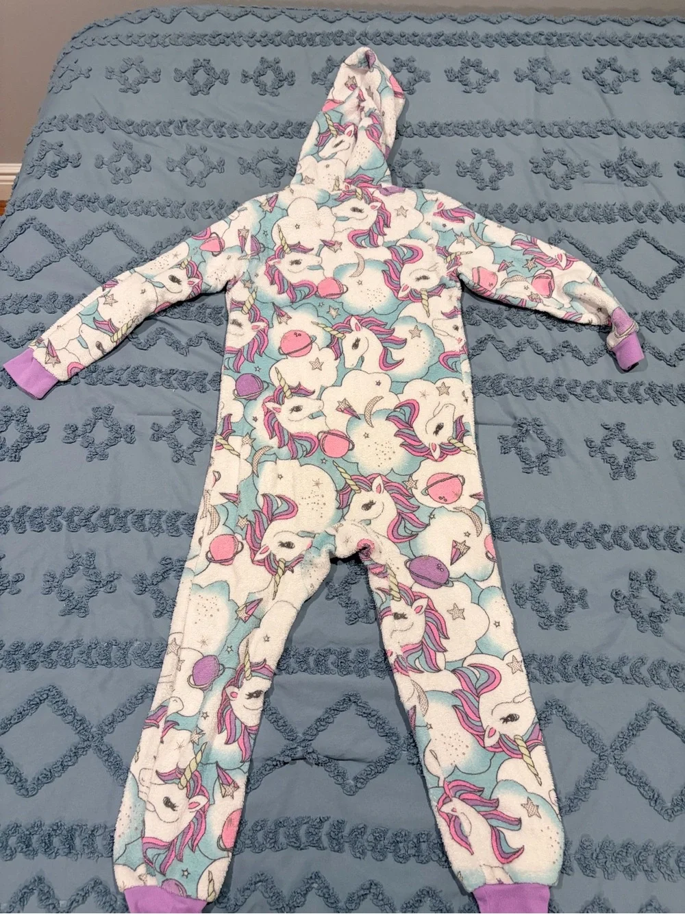 Girls Unicorn Hooded Onesie - Pastel Pink, Purple, Blue